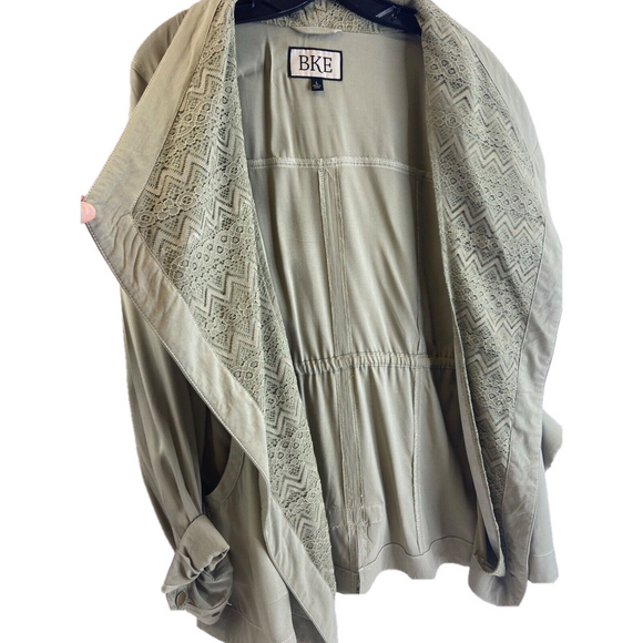 BKE Womens Jacket Blazer Size Large Light Weight Flyaway Green Olive Boho Casual - Picture 3 of 10